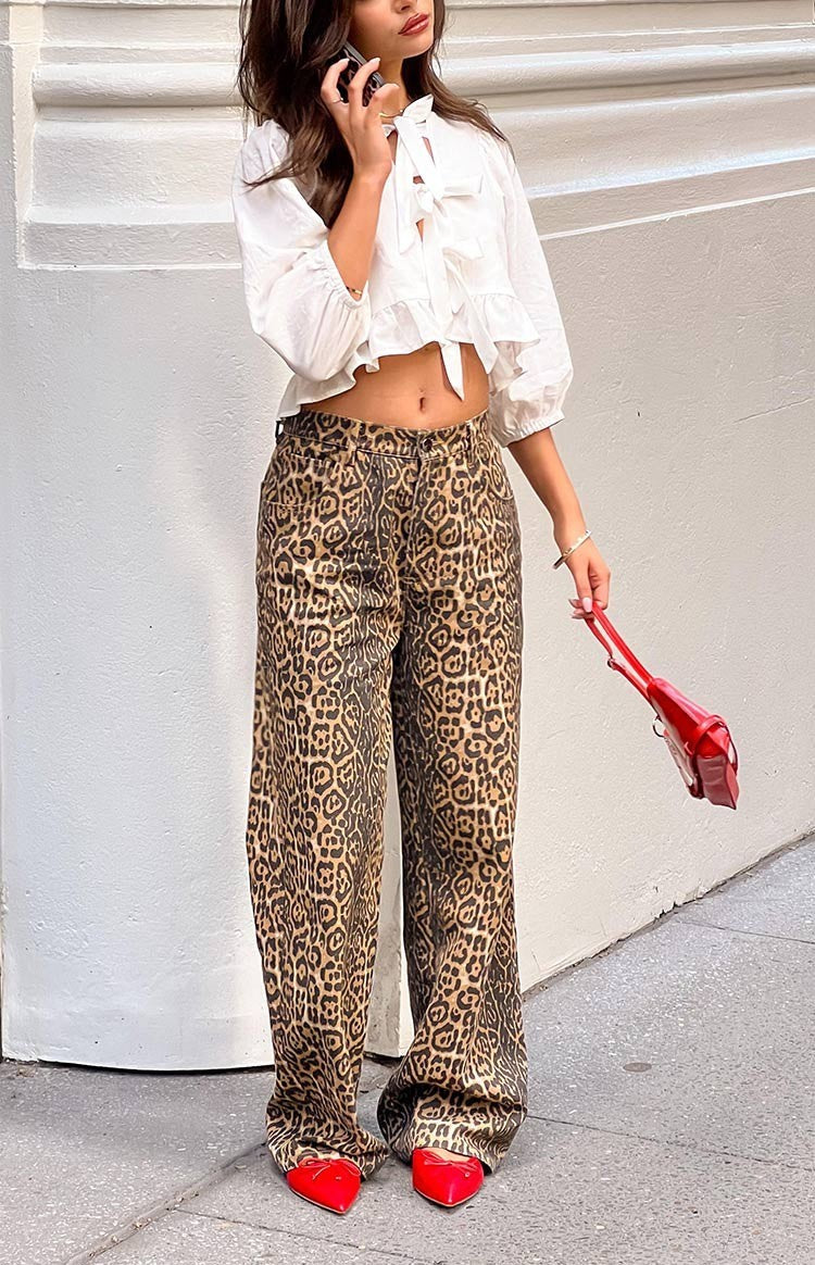 Aurielle Leopard Straight Jeans