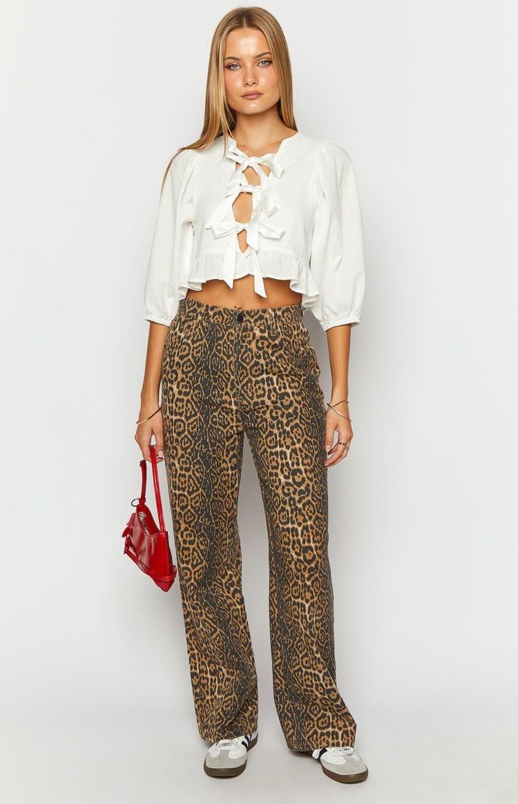 Aurielle Leopard Straight Jeans