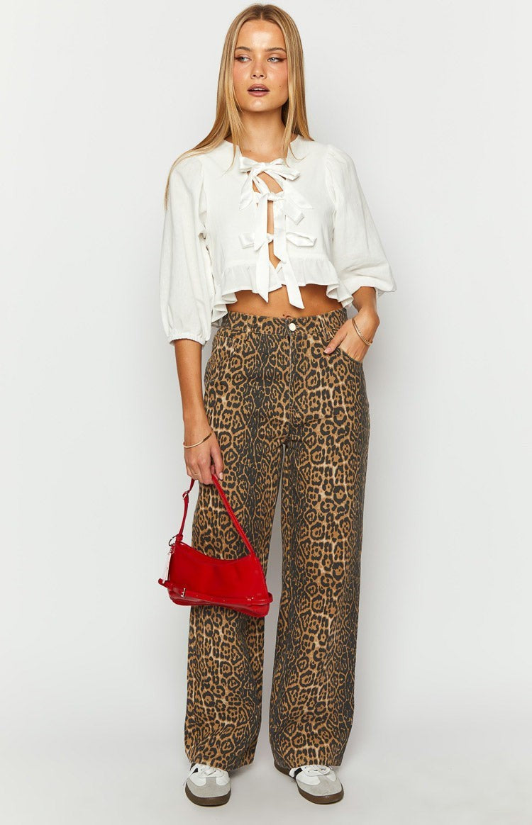 Aurielle Leopard Straight Jeans