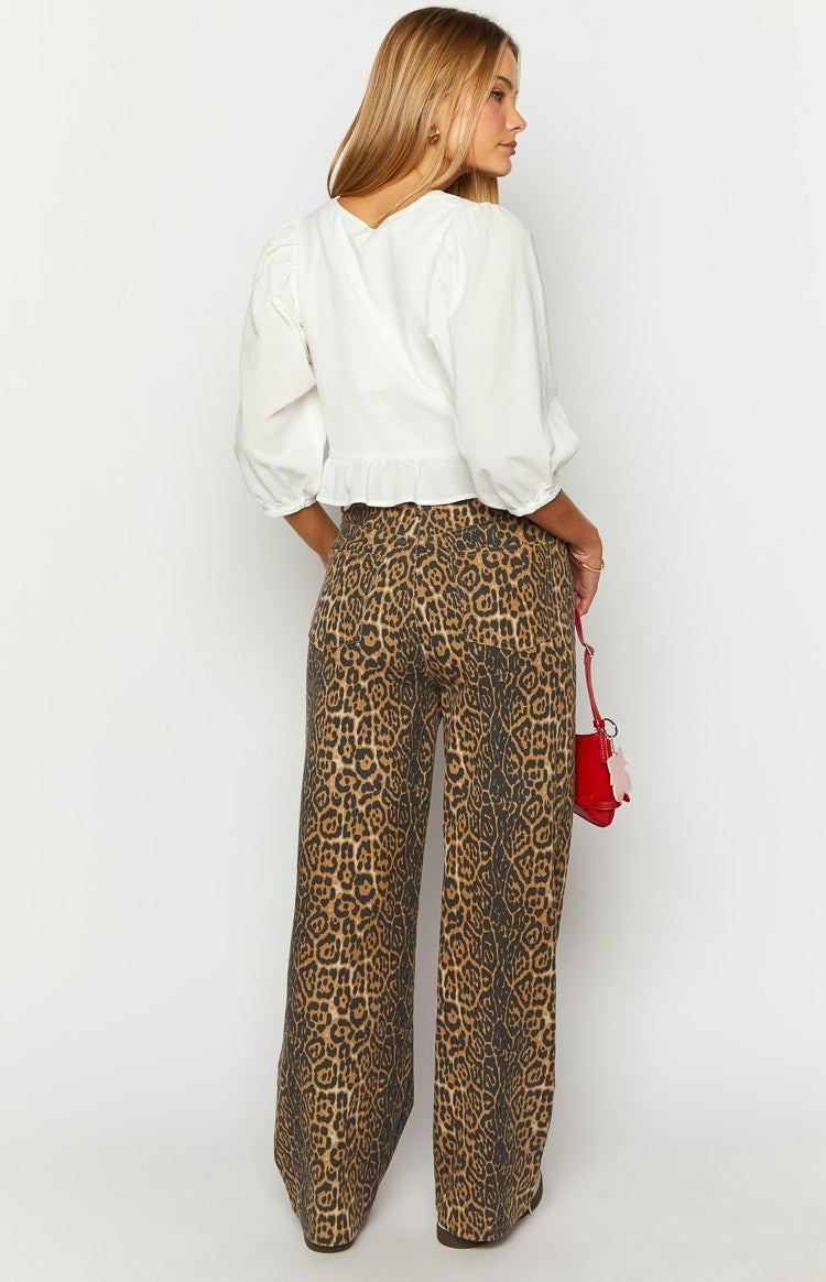 Aurielle Leopard Straight Jeans