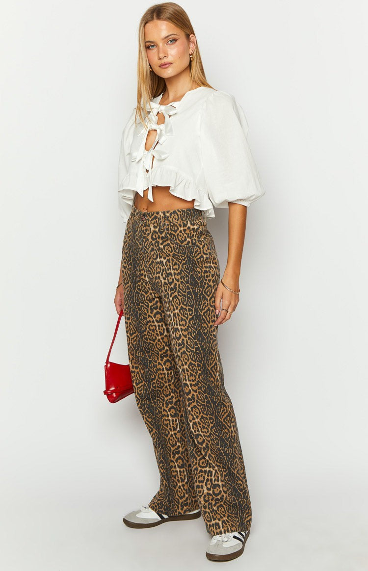 Aurielle Leopard Straight Jeans